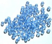 100, 4mm Faceted Light Sapphire Firepolish Beads